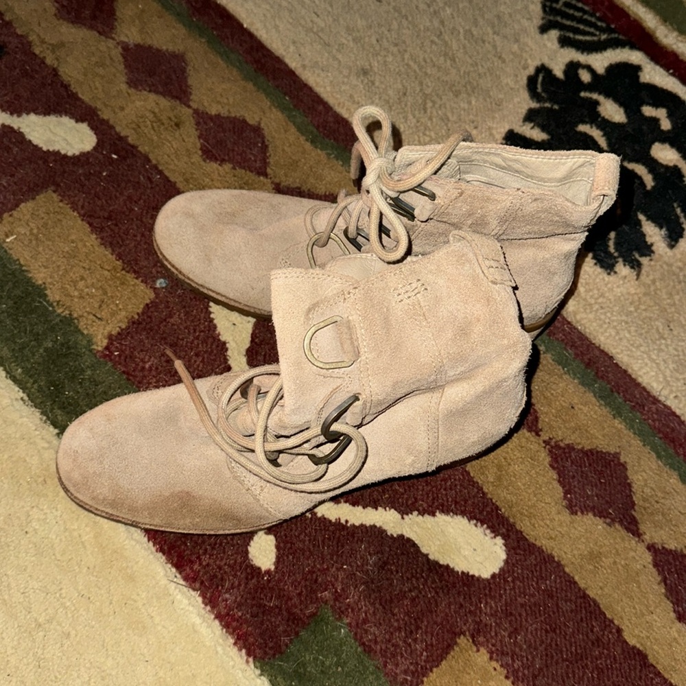 Sorel Beige Lace-Up Ankle Booties